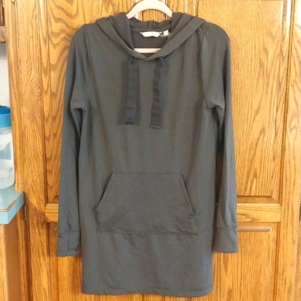 Athleta Women's Surrey‎ Hills Hooded Sweatshirt/Dress Sz XSP Olive Relaxed Fit